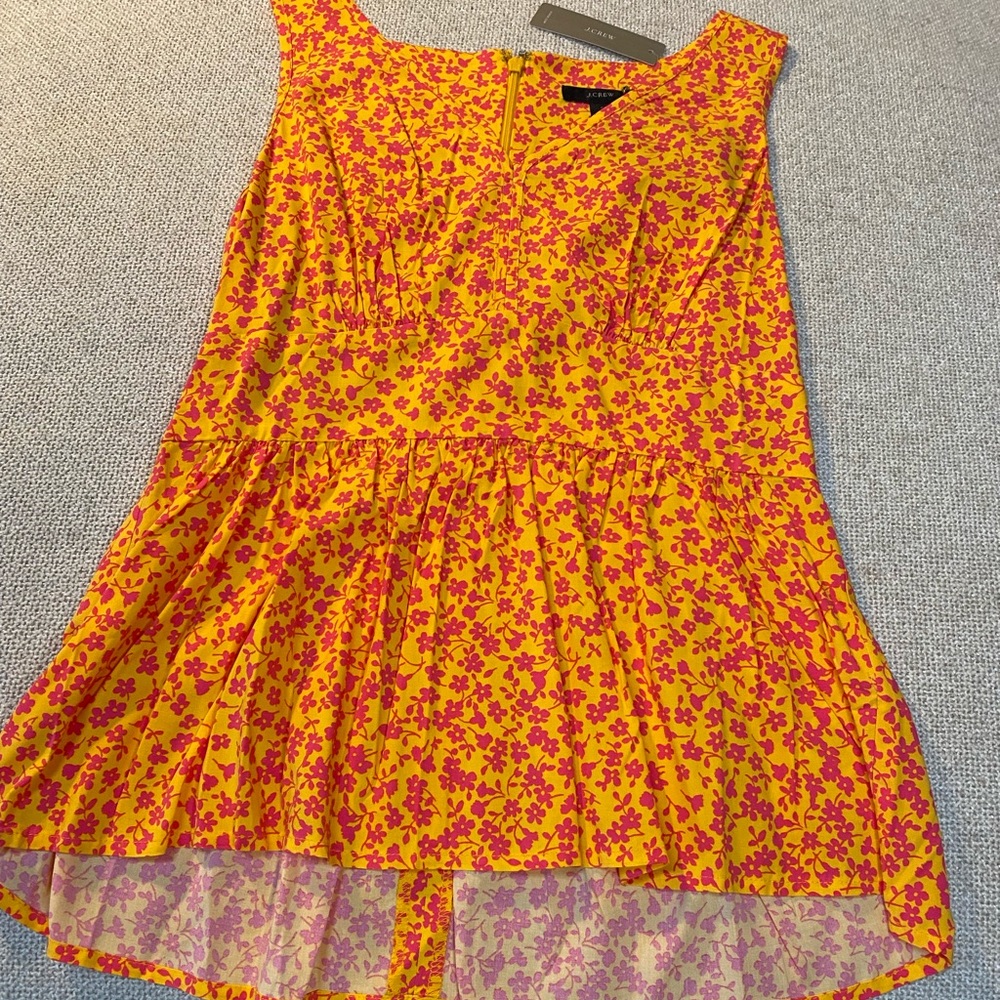 JCrew V Neck Orange Pink Peplum Top Sz 2